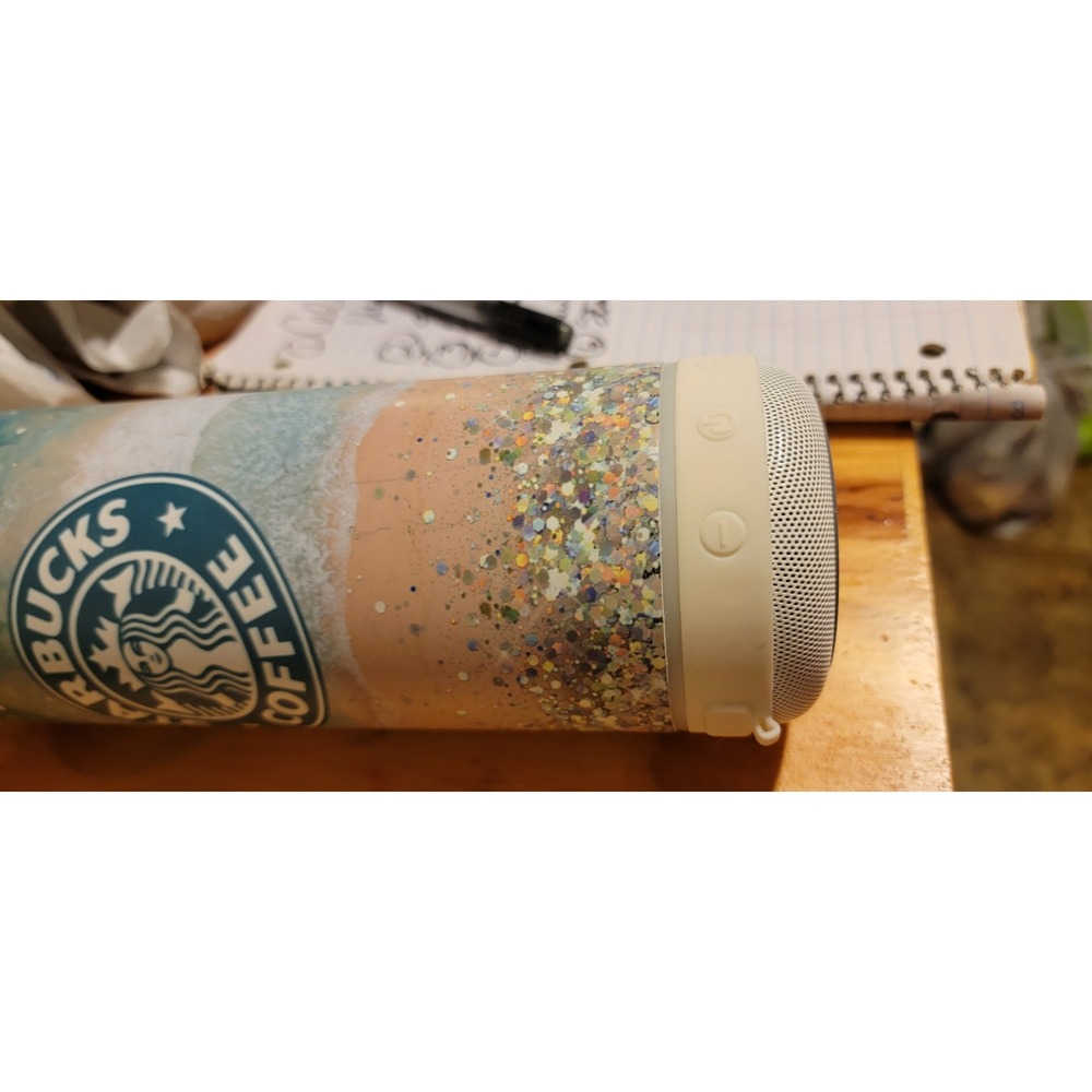 HOGG 20oz Starbucks Beach Glitter Tumbler with Built-in Bluetooth Speaker Base - Picture 7 of 13